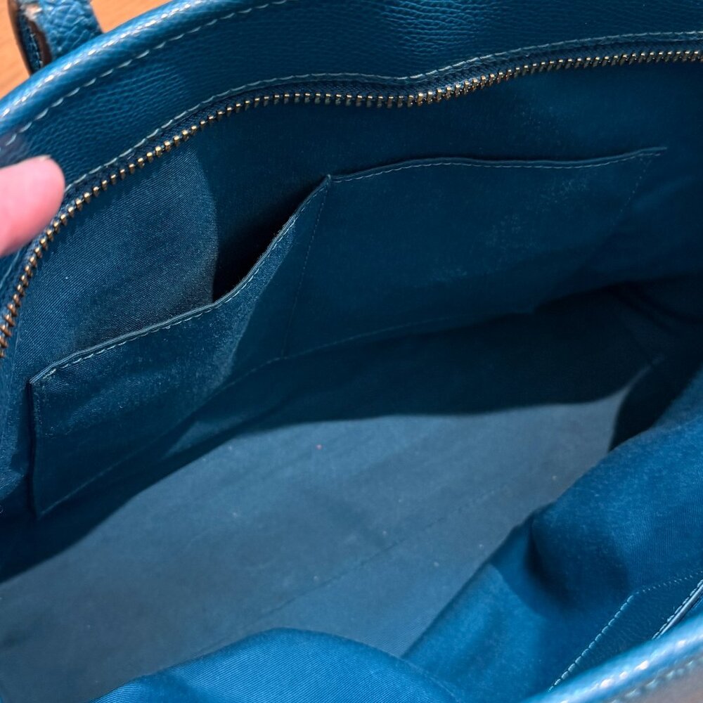 Coach Teal Pebbled Leather City Tote Shoulder Bag - Perfect Work Bag 🏙️ - Picture 8 of 13
